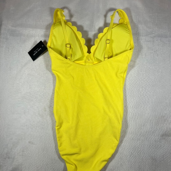 NWT Kate Spade YELLOW Scalloped Plunge One Piece Swimsuit, Size Small - Picture 6 of 12